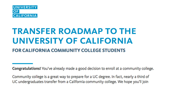 UC roadmap for California Community College students.